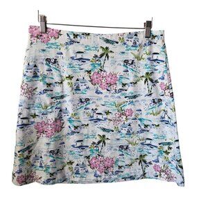 J.Jill US Womens M Petite Floral Island Tropical Print Skirt Cotton Blend
